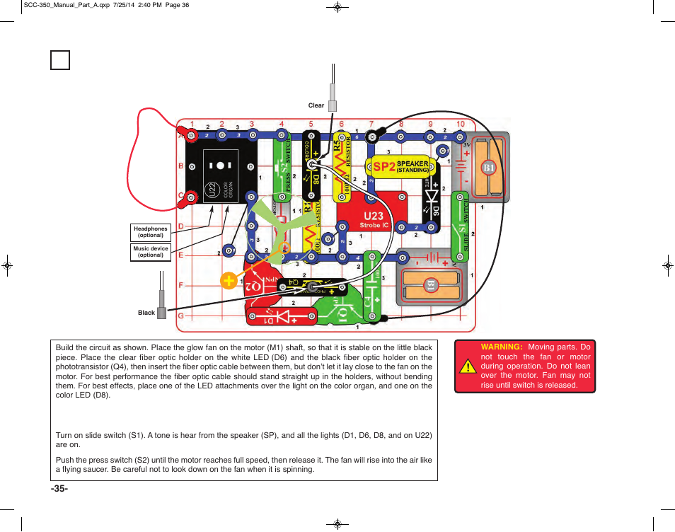 Project 10 super circuit | Elenco Snap Circuits® Deluxe Sound & Light Combo User Manual | Page 36 / 168
