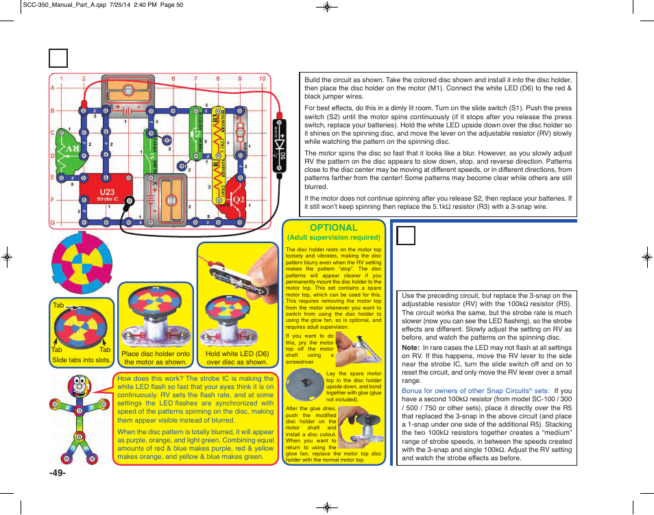 Project 47 strobe effects, Project 48 slow strobe effects | Elenco Snap Circuits® Deluxe Sound & Light Combo User Manual | Page 50 / 168