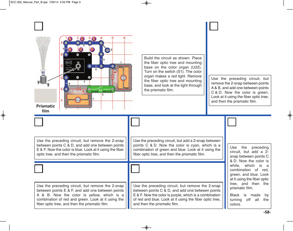 Project 81 color selector - yellow | Elenco Snap Circuits® Deluxe Sound & Light Combo User Manual | Page 59 / 168