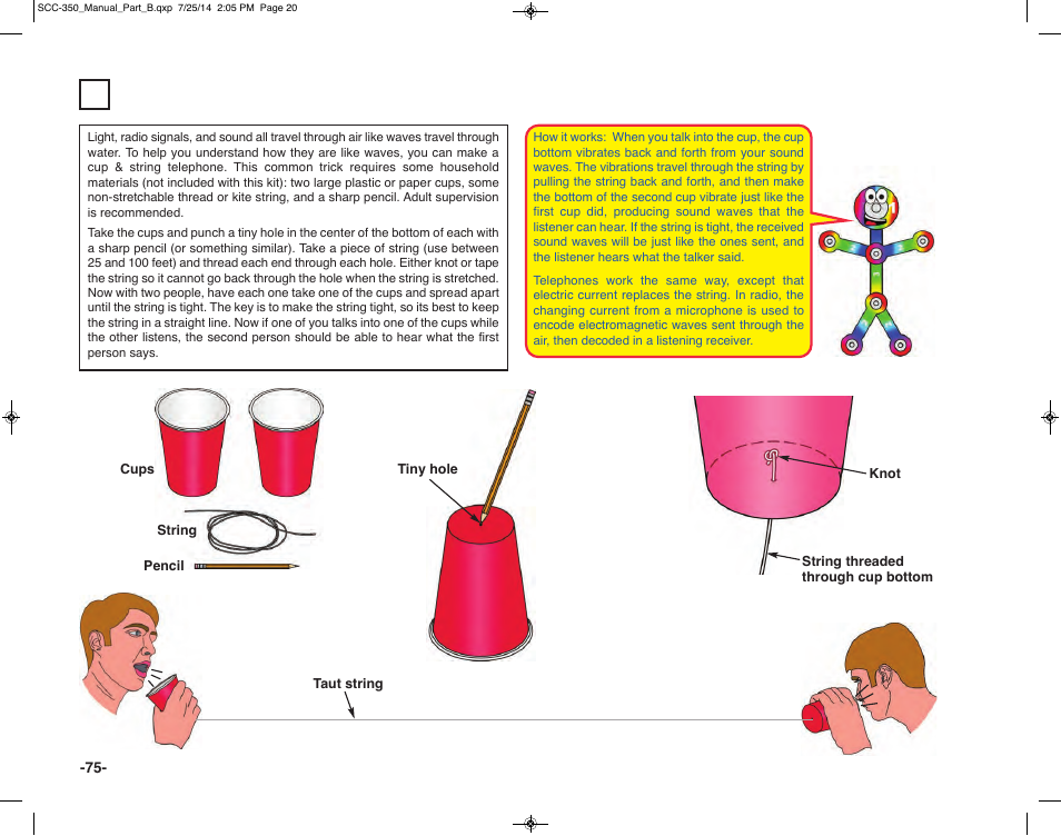 Project 139 cup & string communication | Elenco Snap Circuits® Deluxe Sound & Light Combo User Manual | Page 76 / 168