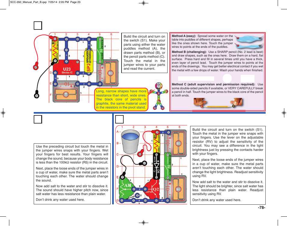Project 145 musical shapes, Project 147 human & liquid light, Project 146 human & liquid sounds | Elenco Snap Circuits® Deluxe Sound & Light Combo User Manual | Page 79 / 168