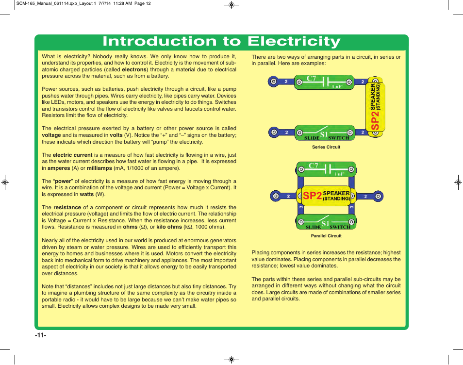 Introduction to electricity | Elenco Snap Circuits Motion User Manual | Page 12 / 84