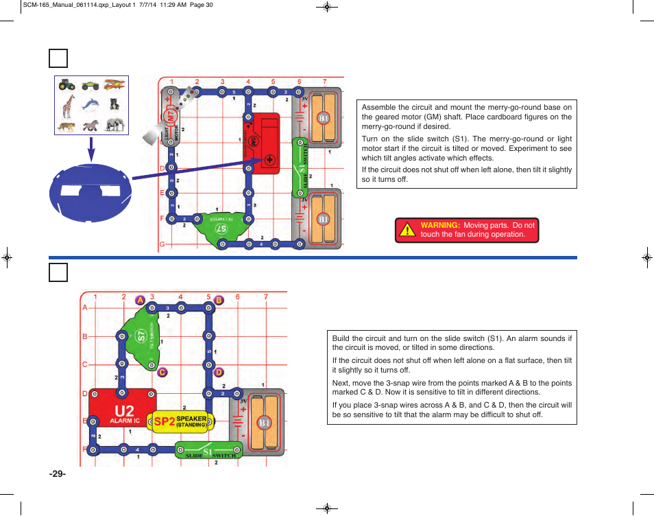Project 37 tilt motion, Project 38 tilt alarm | Elenco Snap Circuits Motion User Manual | Page 30 / 84