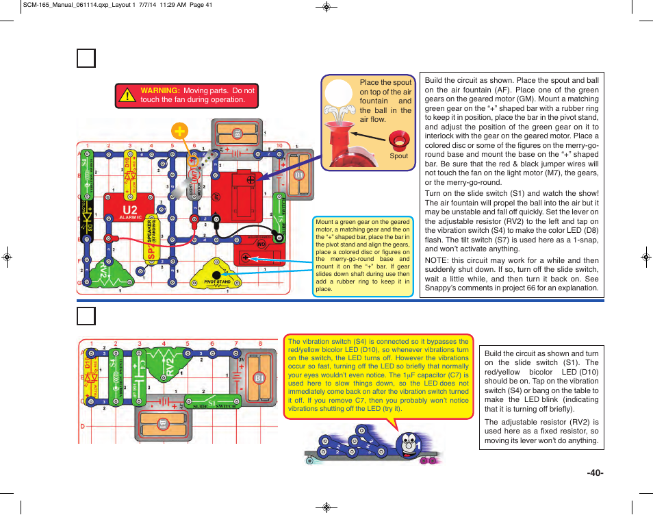 Project 62 big circuit, Project 63 vib off | Elenco Snap Circuits Motion User Manual | Page 41 / 84