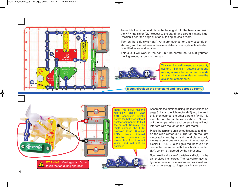 Project 64 audio triple detector, Project 65 vibration plane | Elenco Snap Circuits Motion User Manual | Page 42 / 84