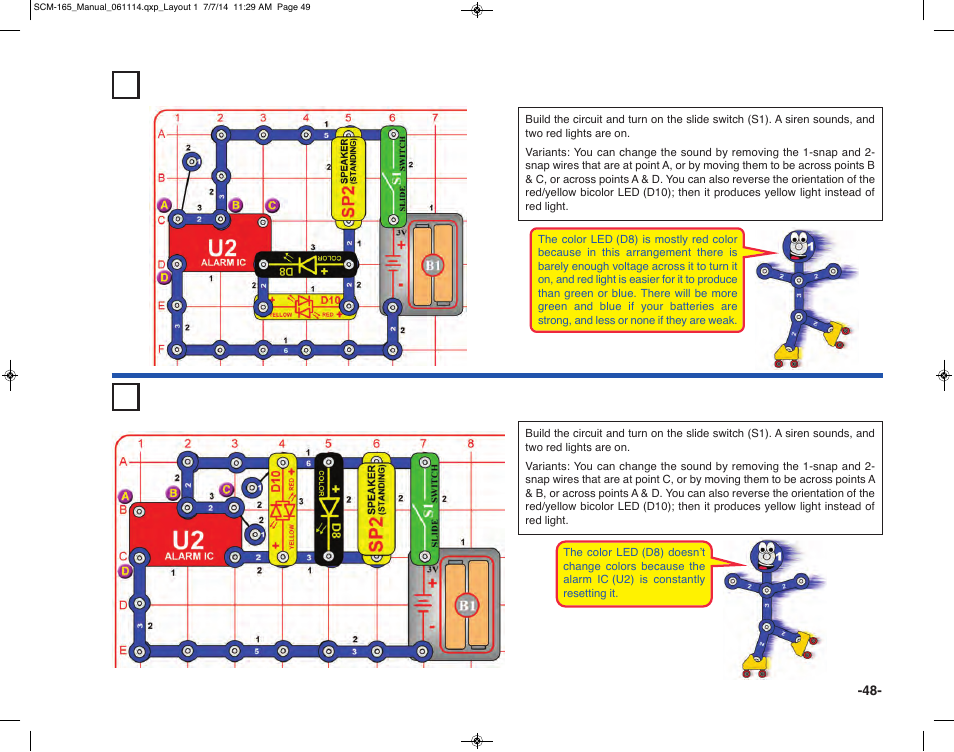 Project 81 double red siren, Project 82 double lights siren | Elenco Snap Circuits Motion User Manual | Page 49 / 84