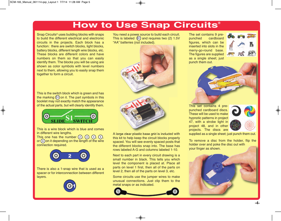 How to use snap circuits, For example | Elenco Snap Circuits Motion User Manual | Page 5 / 84