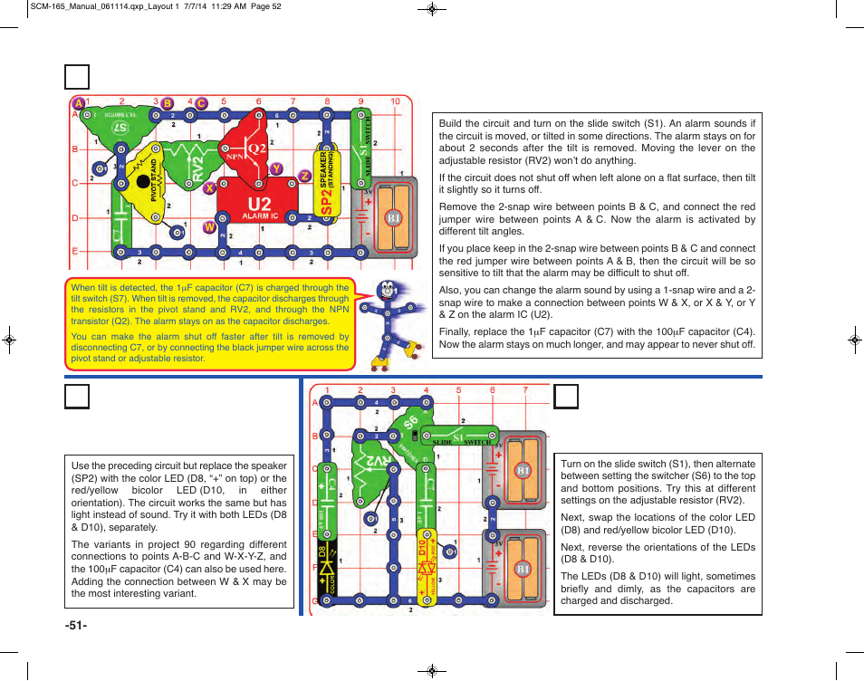 Project 91 slow off tilt light | Elenco Snap Circuits Motion User Manual | Page 52 / 84