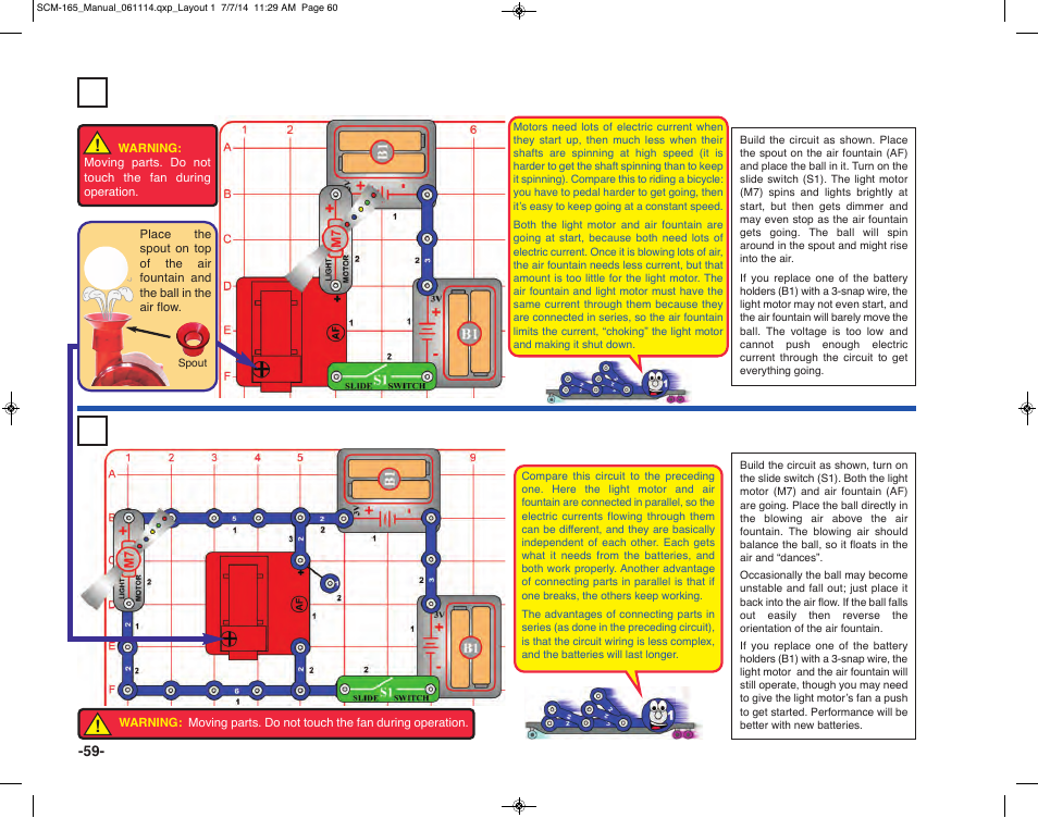 Project 115 light start, Project 116 double motion | Elenco Snap Circuits Motion User Manual | Page 60 / 84