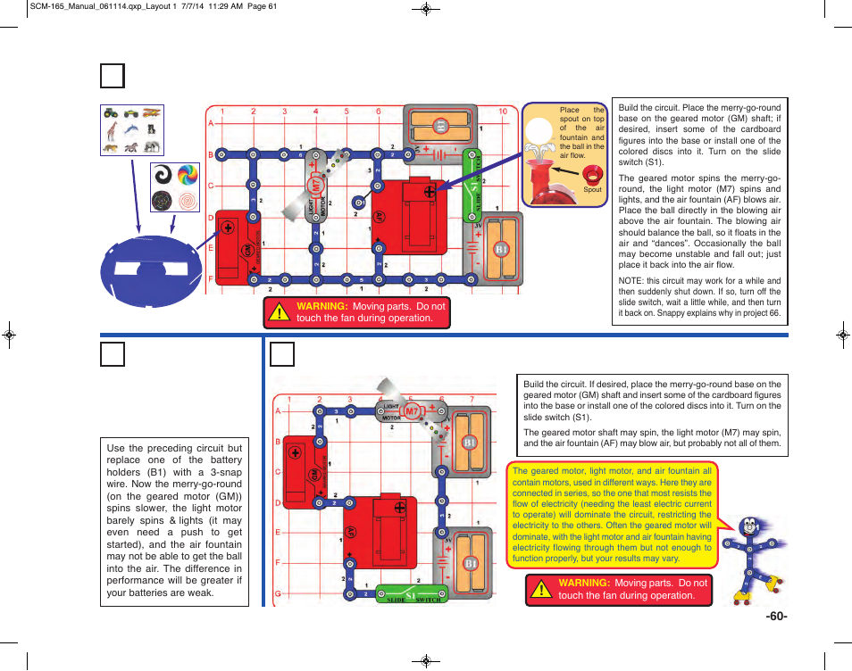 Project 117 triple motion, Project 119 dominator, Project 118 slow triple motion | Elenco Snap Circuits Motion User Manual | Page 61 / 84