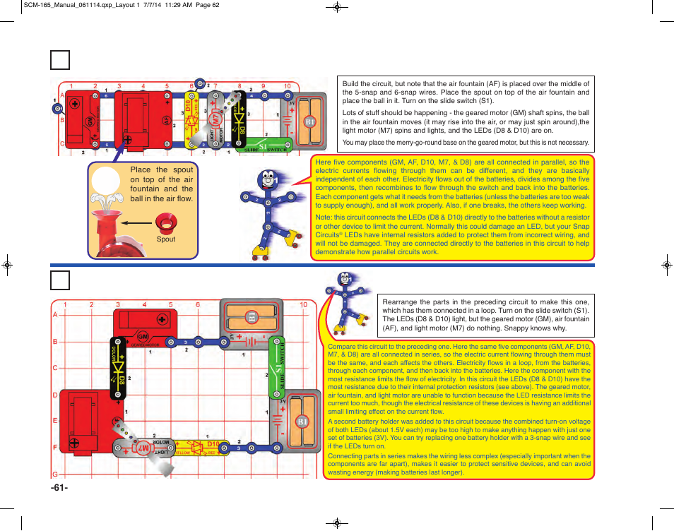 Project 120 lots at once, Project 121 electrical circle | Elenco Snap Circuits Motion User Manual | Page 62 / 84