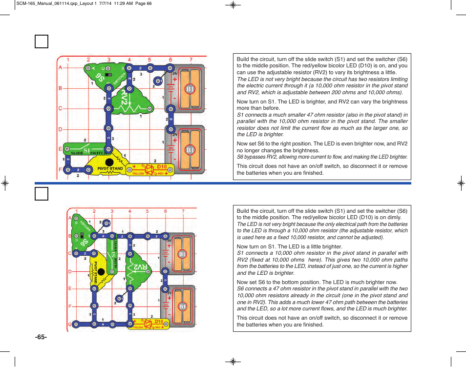 Project 132 current limiters in parallel, Project 131 current limiters | Elenco Snap Circuits Motion User Manual | Page 66 / 84