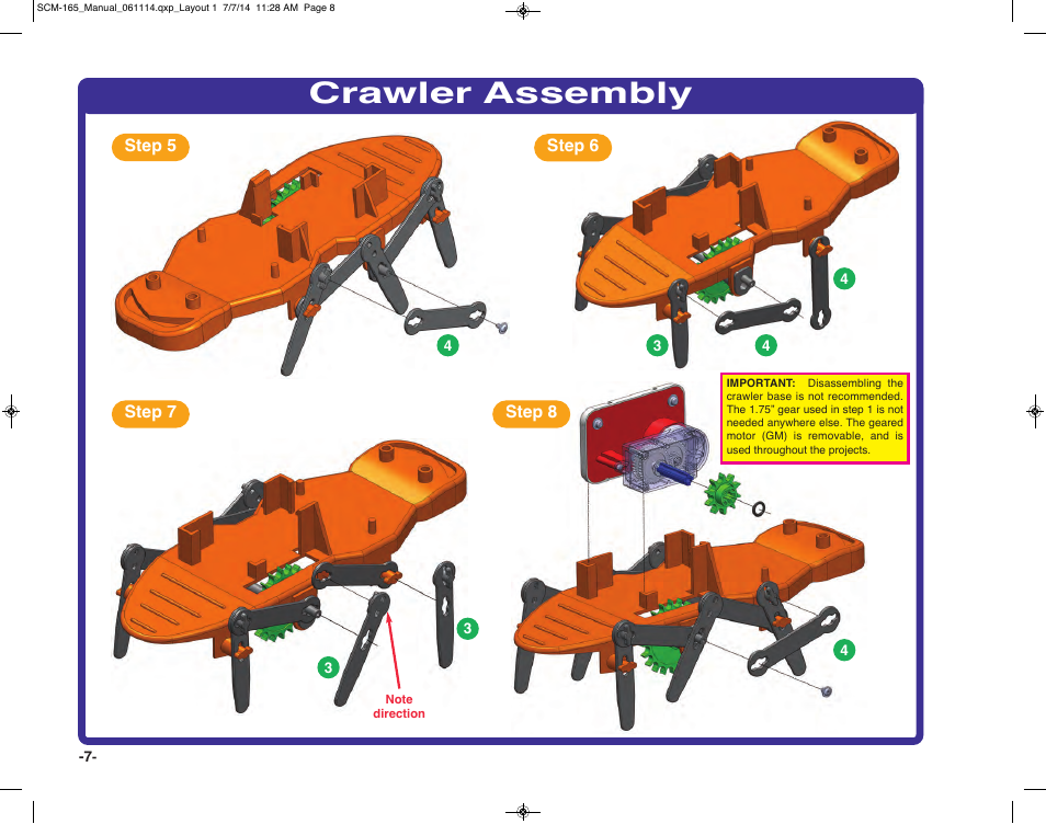 Crawler assembly | Elenco Snap Circuits Motion User Manual | Page 8 / 84