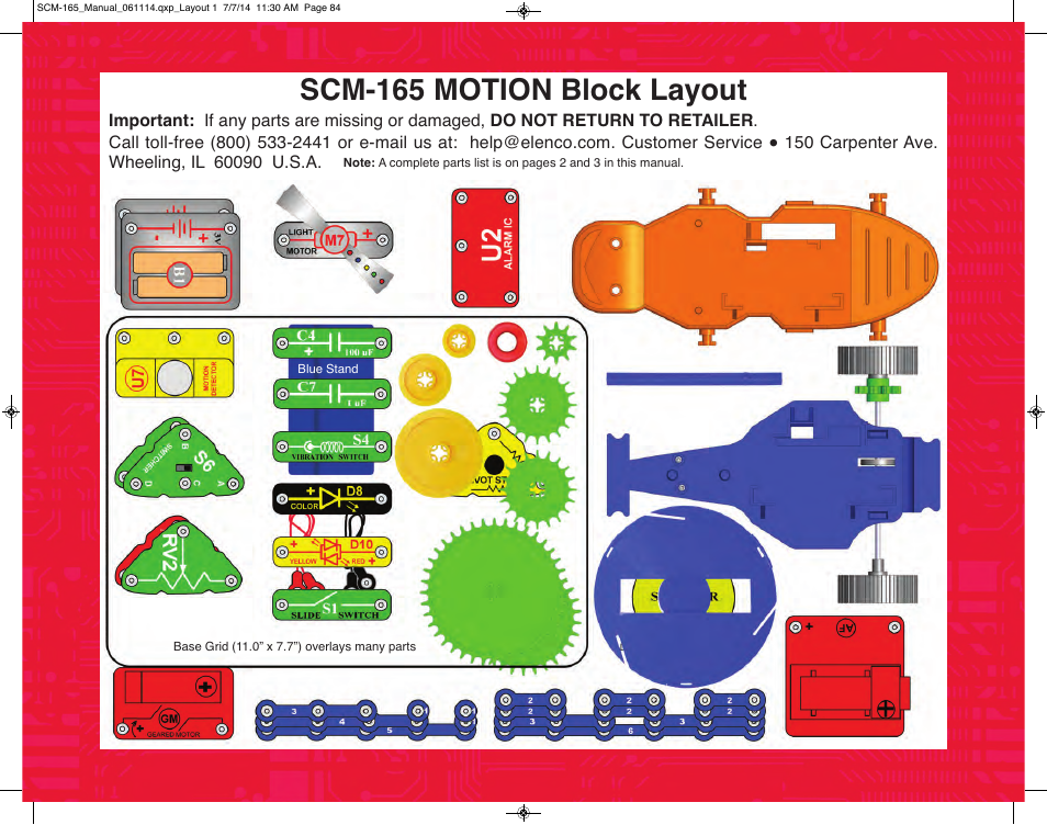 Scm-165 motion block layout | Elenco Snap Circuits Motion User Manual | Page 84 / 84
