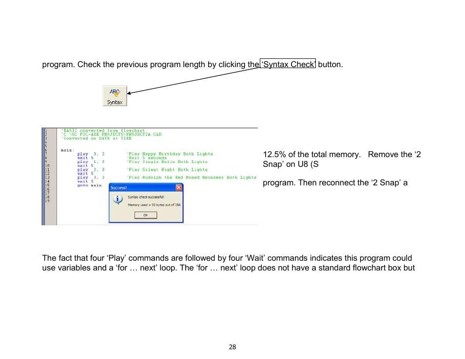 Checking program length | Elenco Snap Circuits SnapMicro ® I Standard User Manual | Page 29 / 87