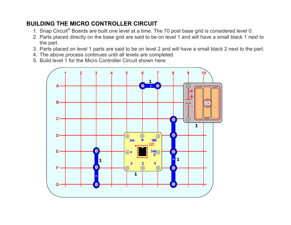 Building the micro controller circuit | Elenco Snap Circuits SnapMicro I Deluxe ® User Manual | Page 12 / 86