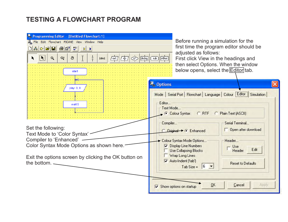 Testing a flowchart program | Elenco Snap Circuits SnapMicro I Deluxe ® User Manual | Page 20 / 86
