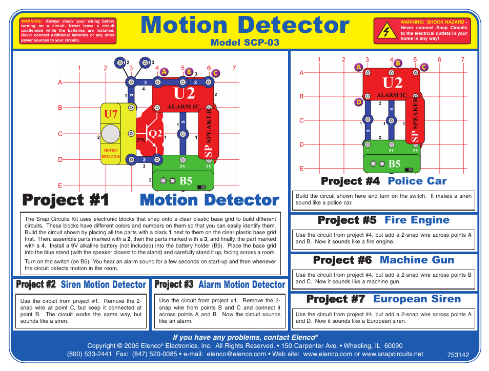 Elenco Snap Circuits Motion Detector ® User Manual | 2 pages