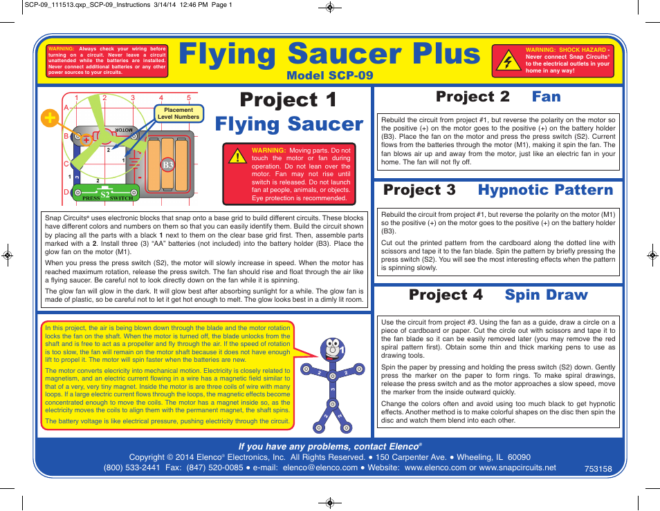 Elenco Snap Circuits Flying Saucer Plus User Manual | 4 pages