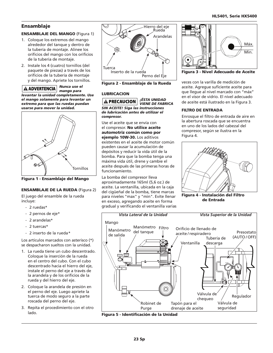 Ensamblaje | Campbell Hausfeld HL5401 Series User Manual | Page 23 / 32