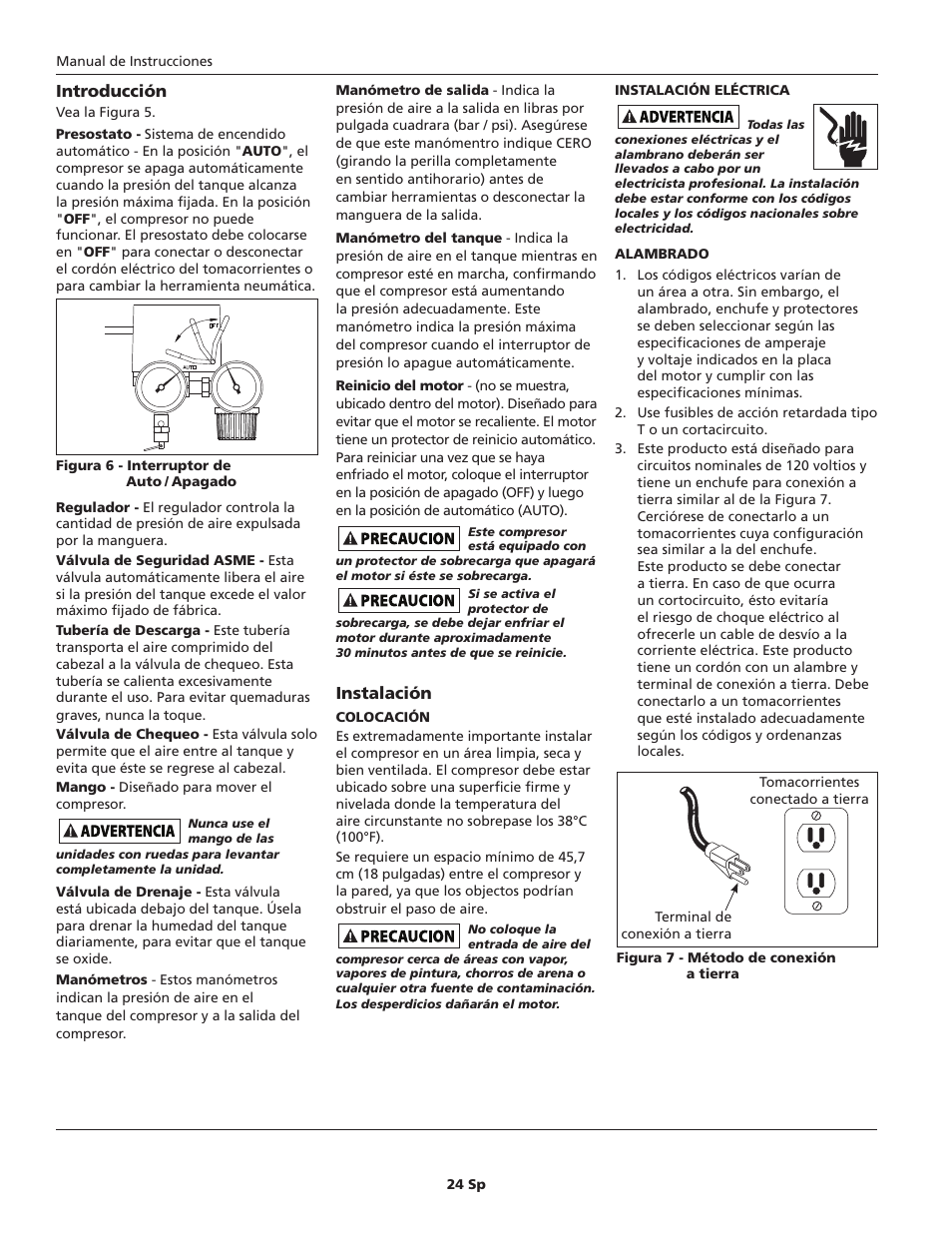 Introducción, Instalación | Campbell Hausfeld HL5401 Series User Manual | Page 24 / 32