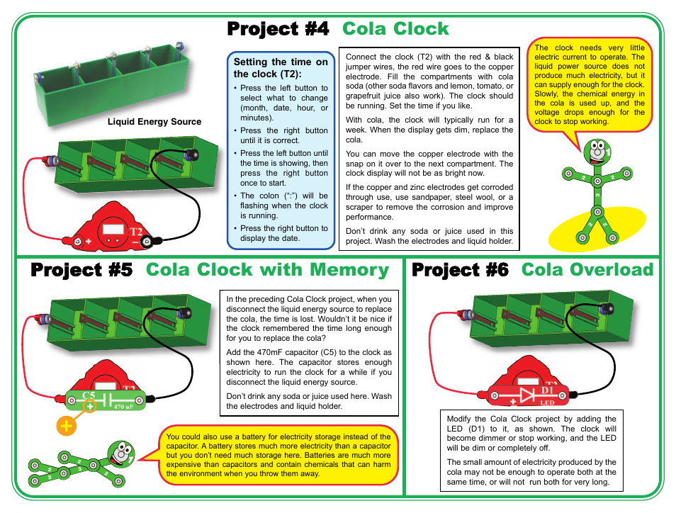 Project #4 cola clock | Elenco Snap Circuits Water Clock ® User Manual | Page 3 / 4