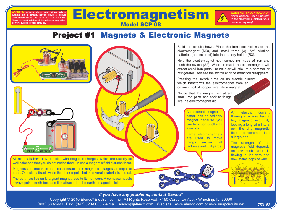 Elenco Snap Circuits Electromagnetism ® User Manual | 4 pages