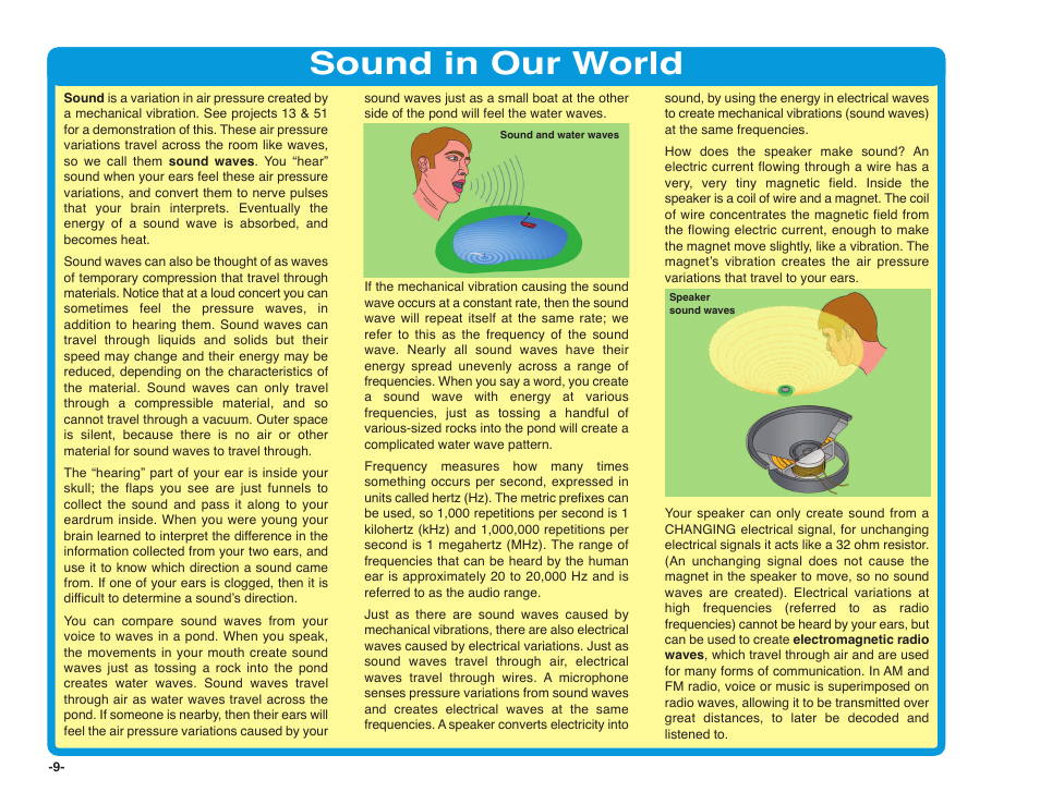 Sound in our world | Elenco Snap Circuits SOUND ® User Manual | Page 10 / 88