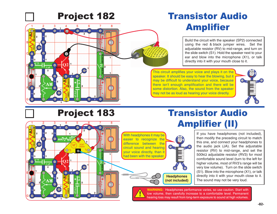 Transistor audio amplifier | Elenco Snap Circuits SOUND ® User Manual | Page 83 / 88