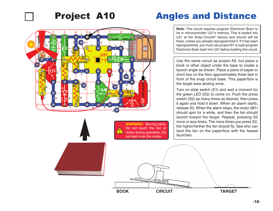 Project a10 angles and distance | Elenco Snap Circuits XP ® User Manual | Page 19 / 64
