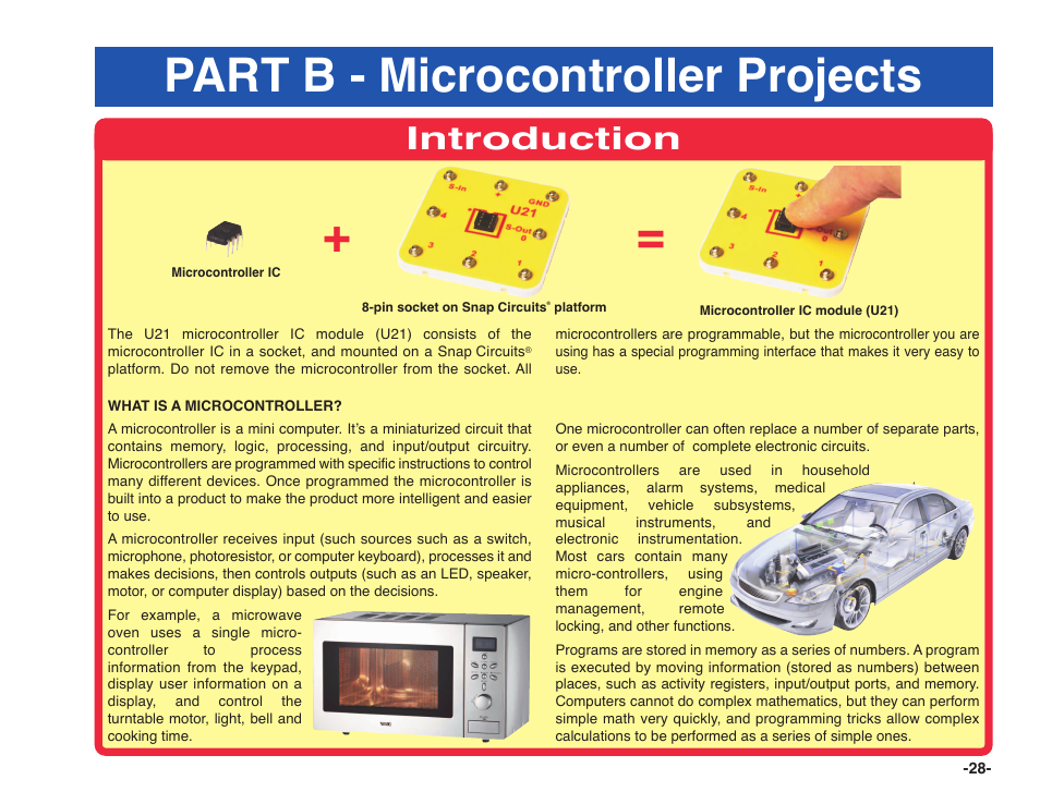 Part b - microcontroller projects, Introduction | Elenco Snap Circuits XP ® User Manual | Page 29 / 64
