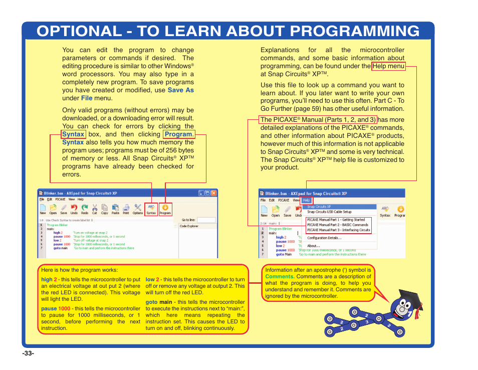 Optional - to learn about programming | Elenco Snap Circuits XP ® User Manual | Page 34 / 64