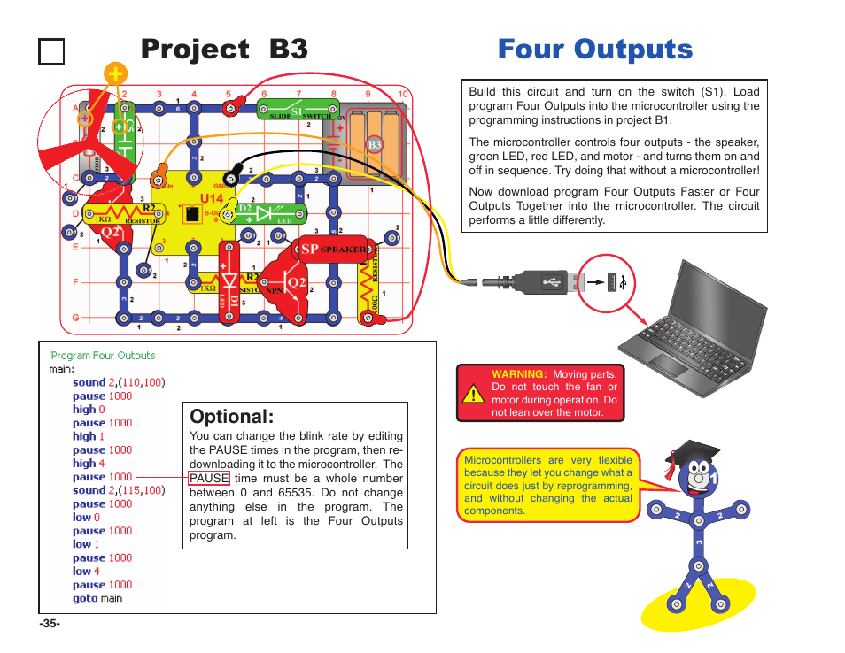 Project b3 four outputs, Optional | Elenco Snap Circuits XP ® User Manual | Page 36 / 64