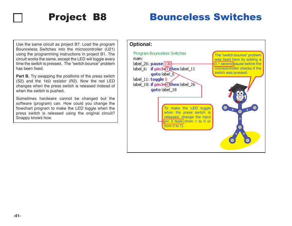 Project b8 bounceless switches | Elenco Snap Circuits XP ® User Manual | Page 42 / 64