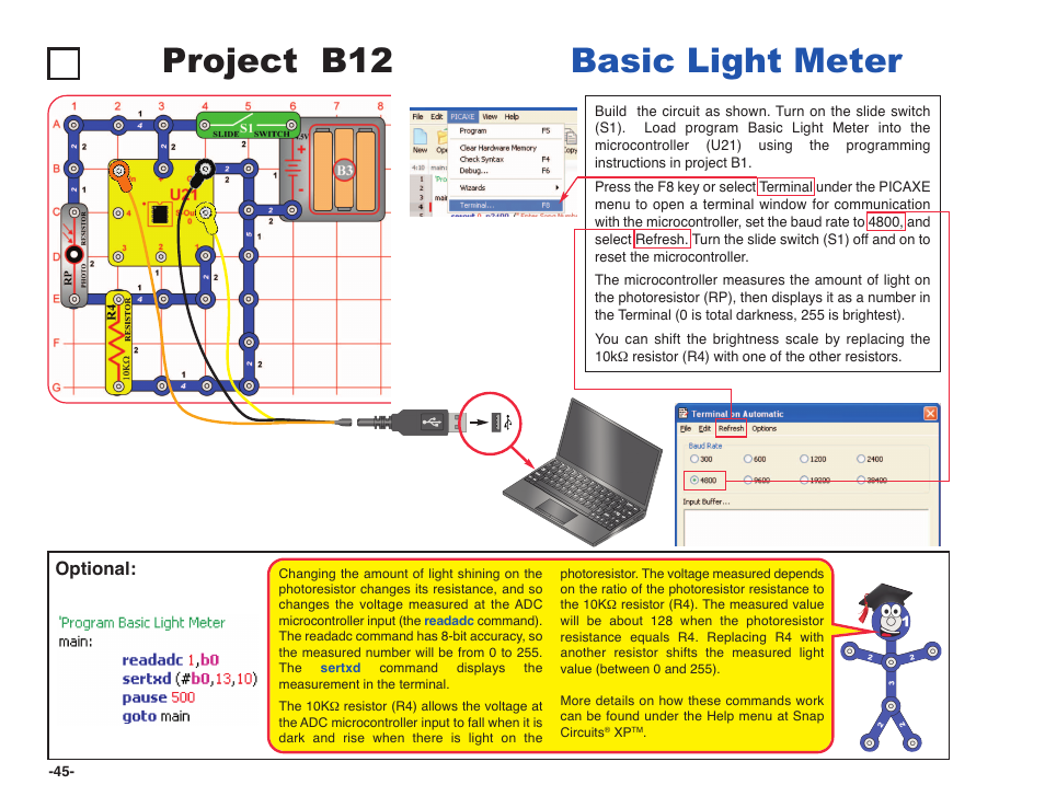 Project b12 basic light meter | Elenco Snap Circuits XP ® User Manual | Page 46 / 64