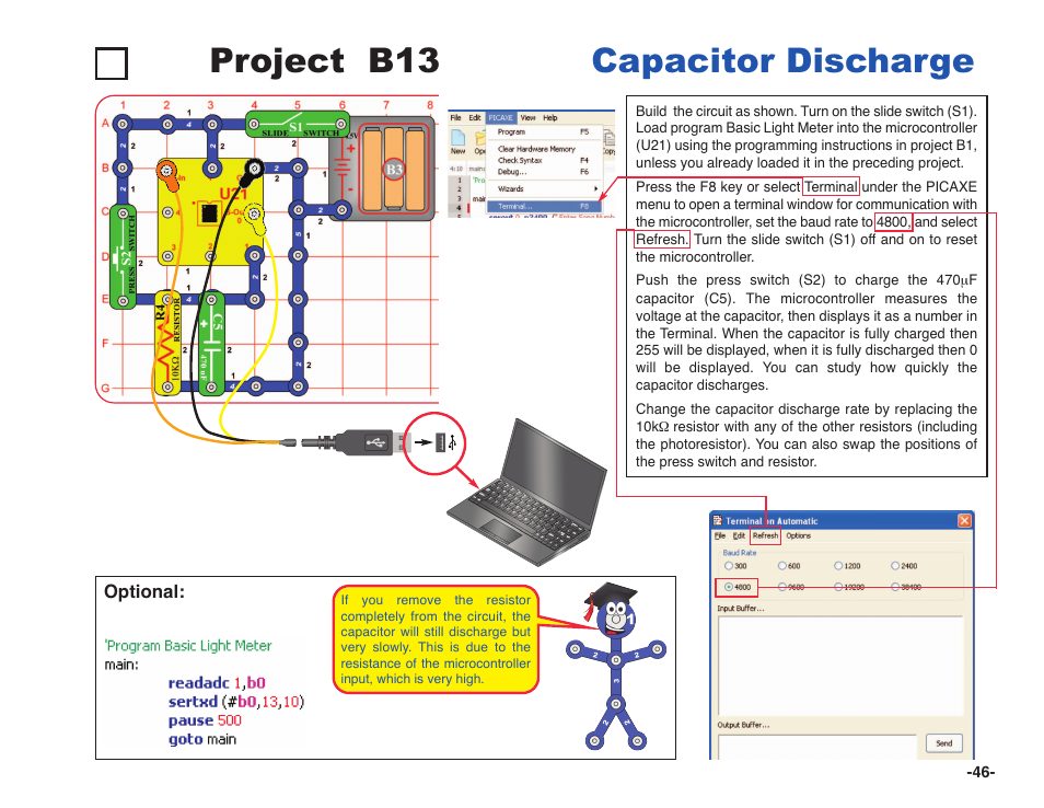 Project b13 capacitor discharge | Elenco Snap Circuits XP ® User Manual | Page 47 / 64