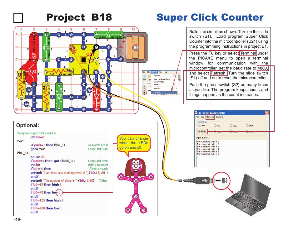 Project b18 super click counter | Elenco Snap Circuits XP ® User Manual | Page 50 / 64