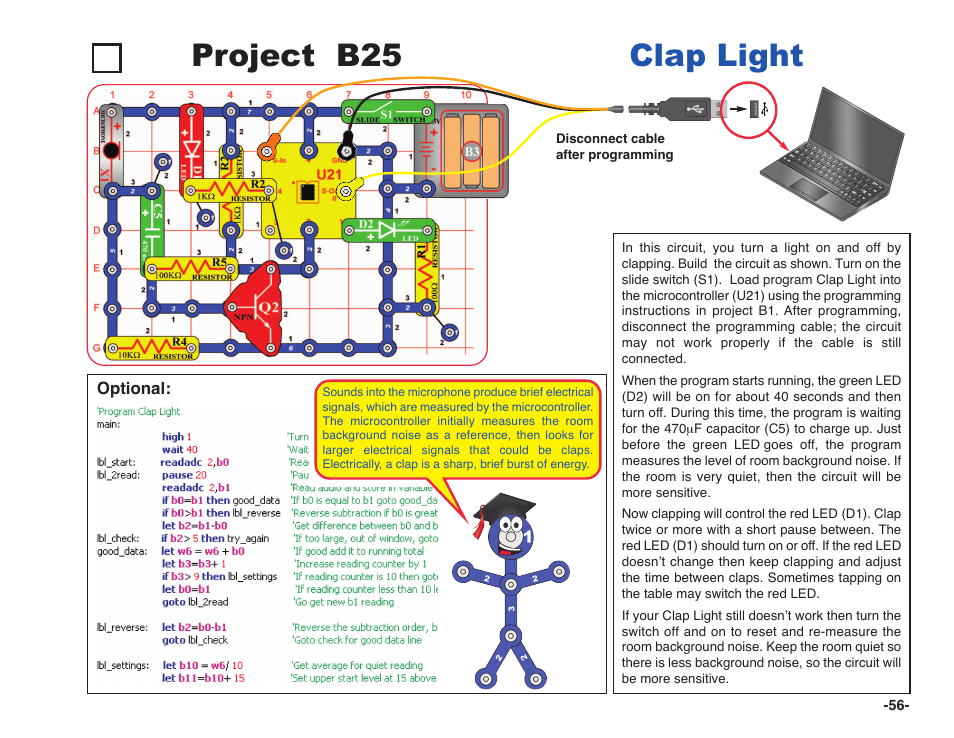 Project b25 clap light | Elenco Snap Circuits XP ® User Manual | Page 57 / 64
