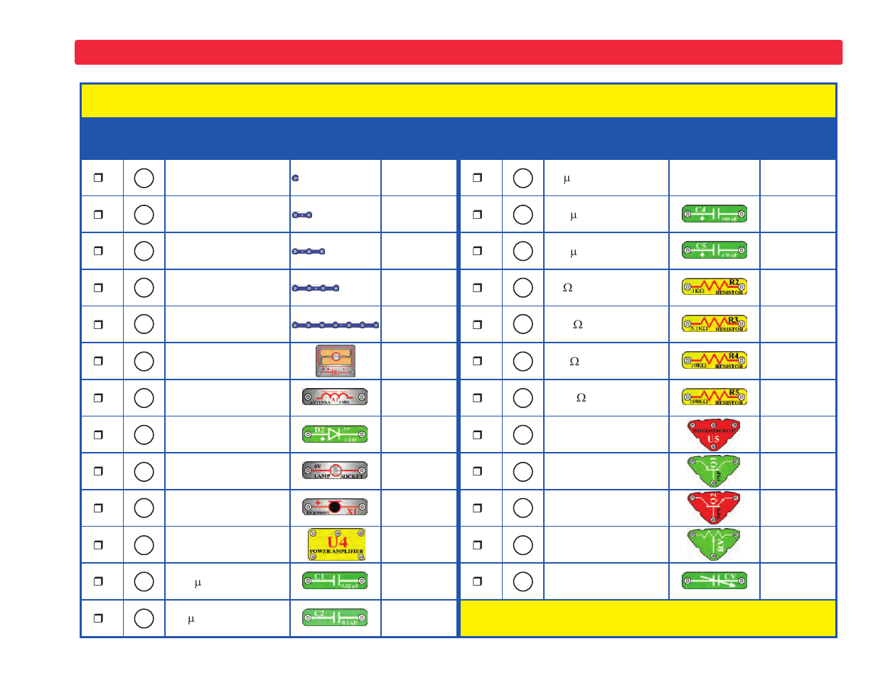 Parts list | Elenco Upgrade Kit SC100 to SC500 User Manual | Page 3 / 140