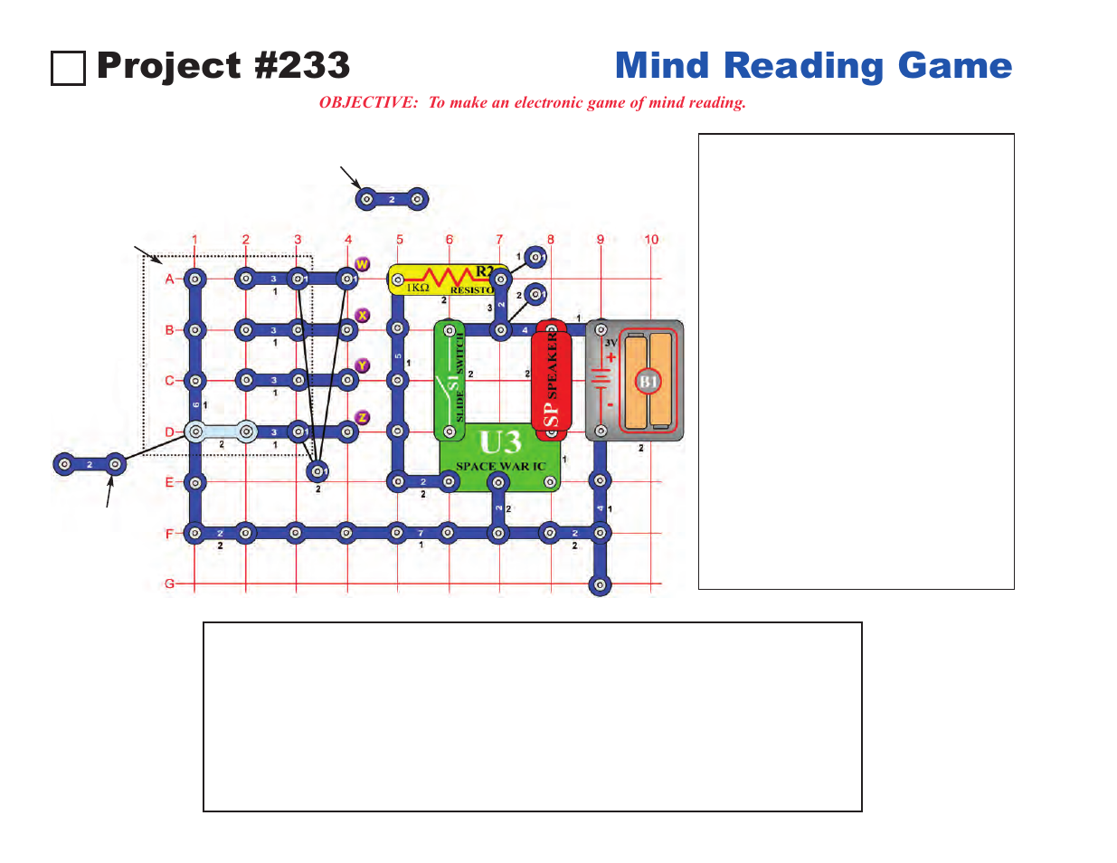Project #233 mind reading game | Elenco Upgrade Kit SC100 to SC500 User Manual | Page 46 / 140