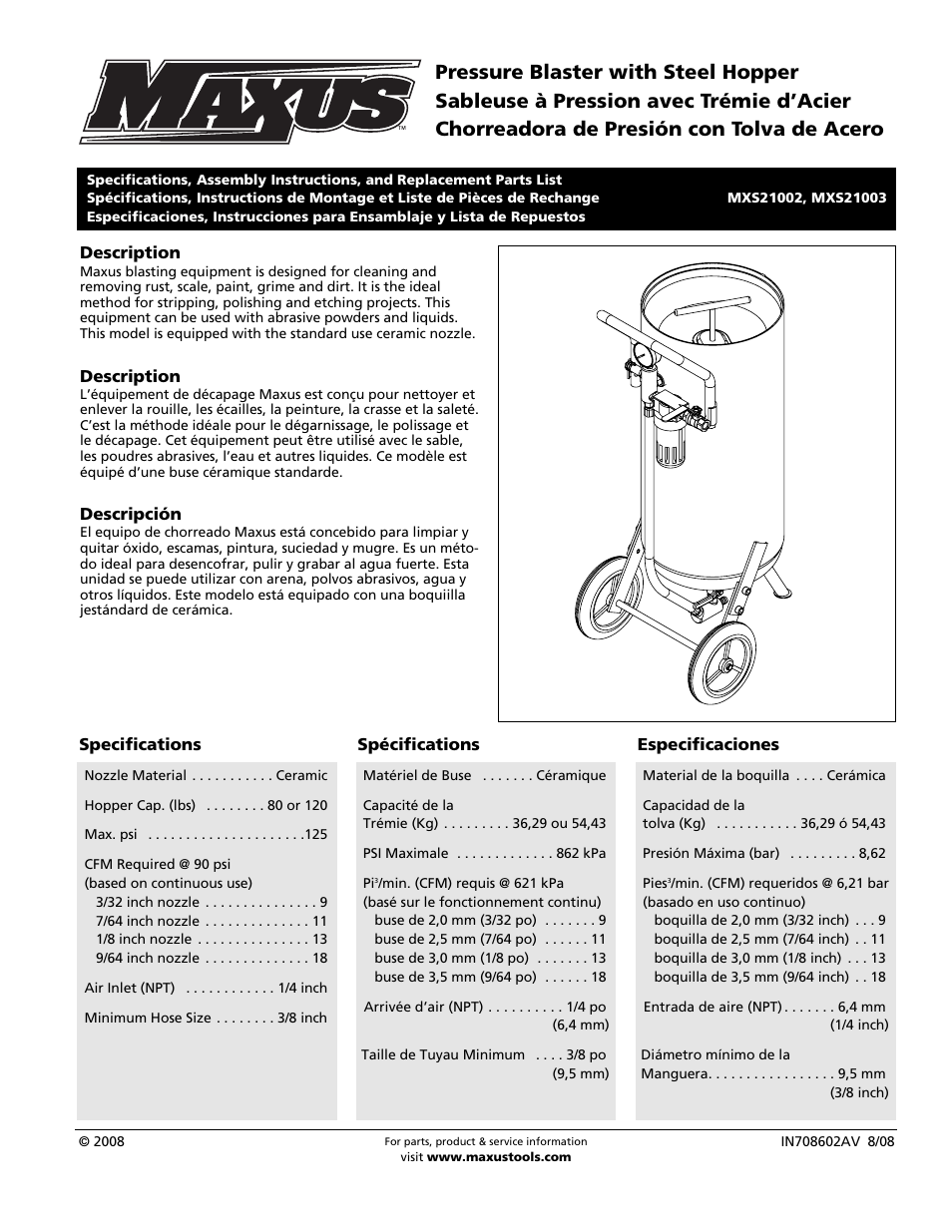 Maxus tools MXS21002 User Manual | 8 pages