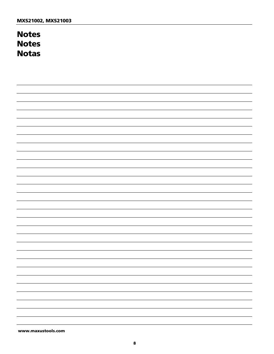 Maxus tools MXS21002 User Manual | Page 8 / 8
