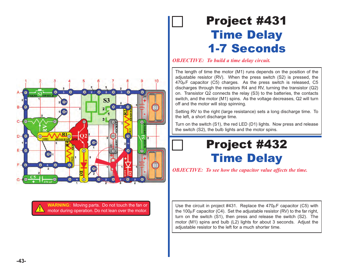 Project #432 time delay | Elenco Upgrade Kit SC100 to SC750 User Manual | Page 120 / 288