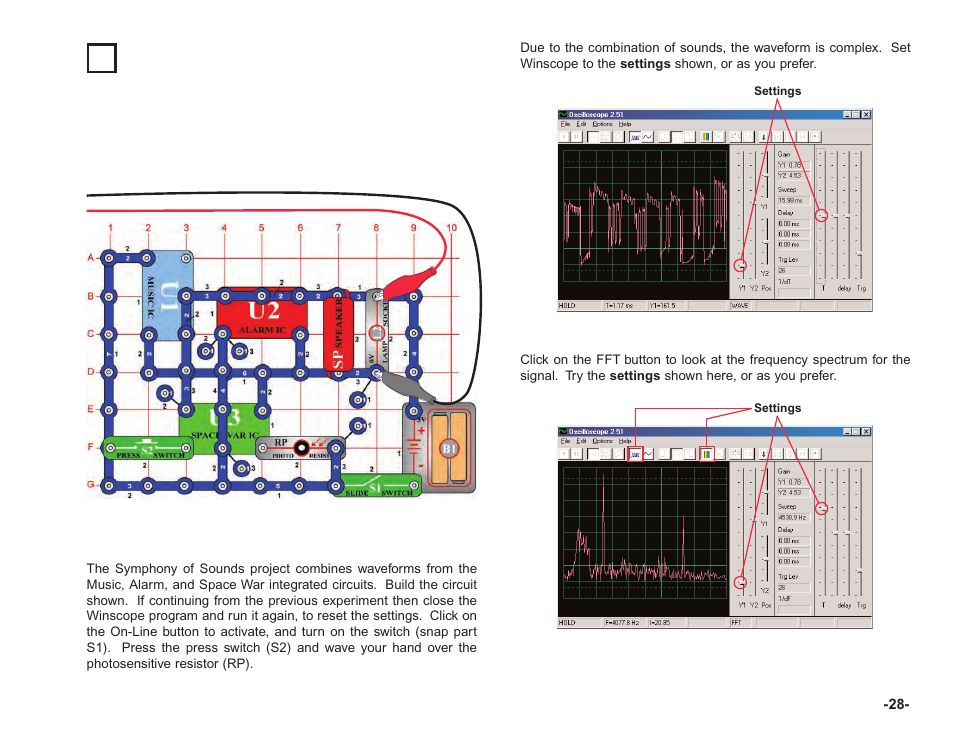 Project #pc16 symphony of sounds pc | Elenco Upgrade Kit SC100 to SC750 User Manual | Page 257 / 288