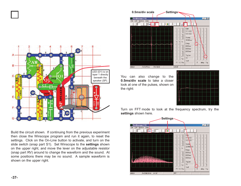 Project #pc23 sound pulse oscillator pc | Elenco Upgrade Kit SC100 to SC750 User Manual | Page 266 / 288