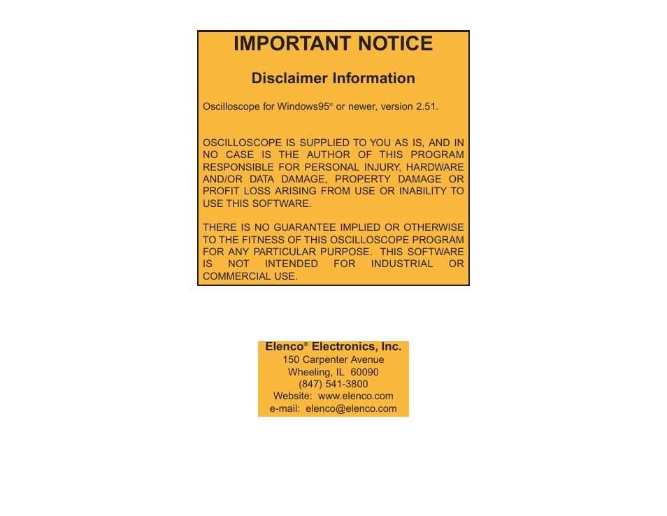 Important notice, Disclaimer information | Elenco Upgrade Kit SC100 to SC750 User Manual | Page 288 / 288