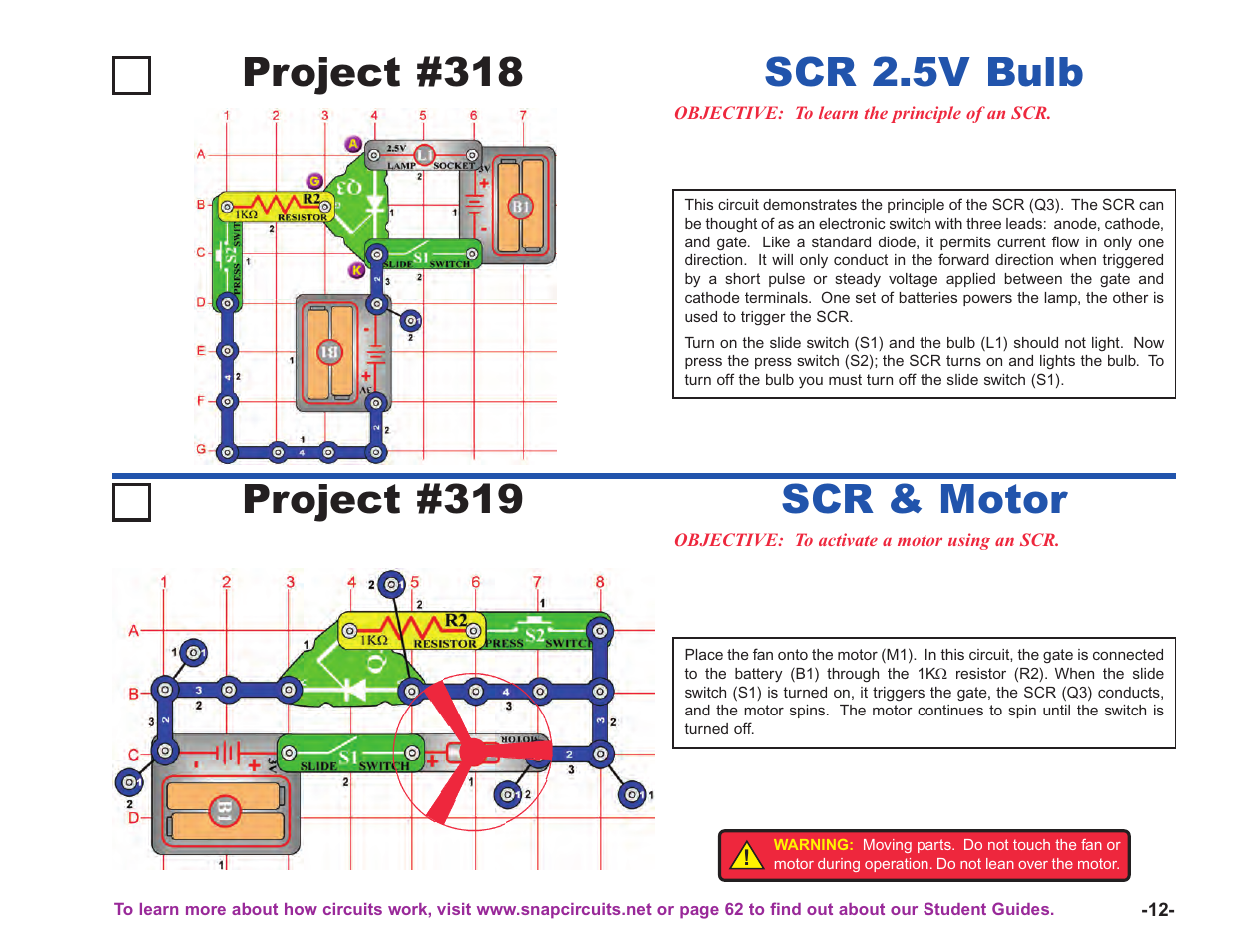 Project #318, Scr & motor | Elenco Upgrade Kit SC100 to SC750 User Manual | Page 89 / 288