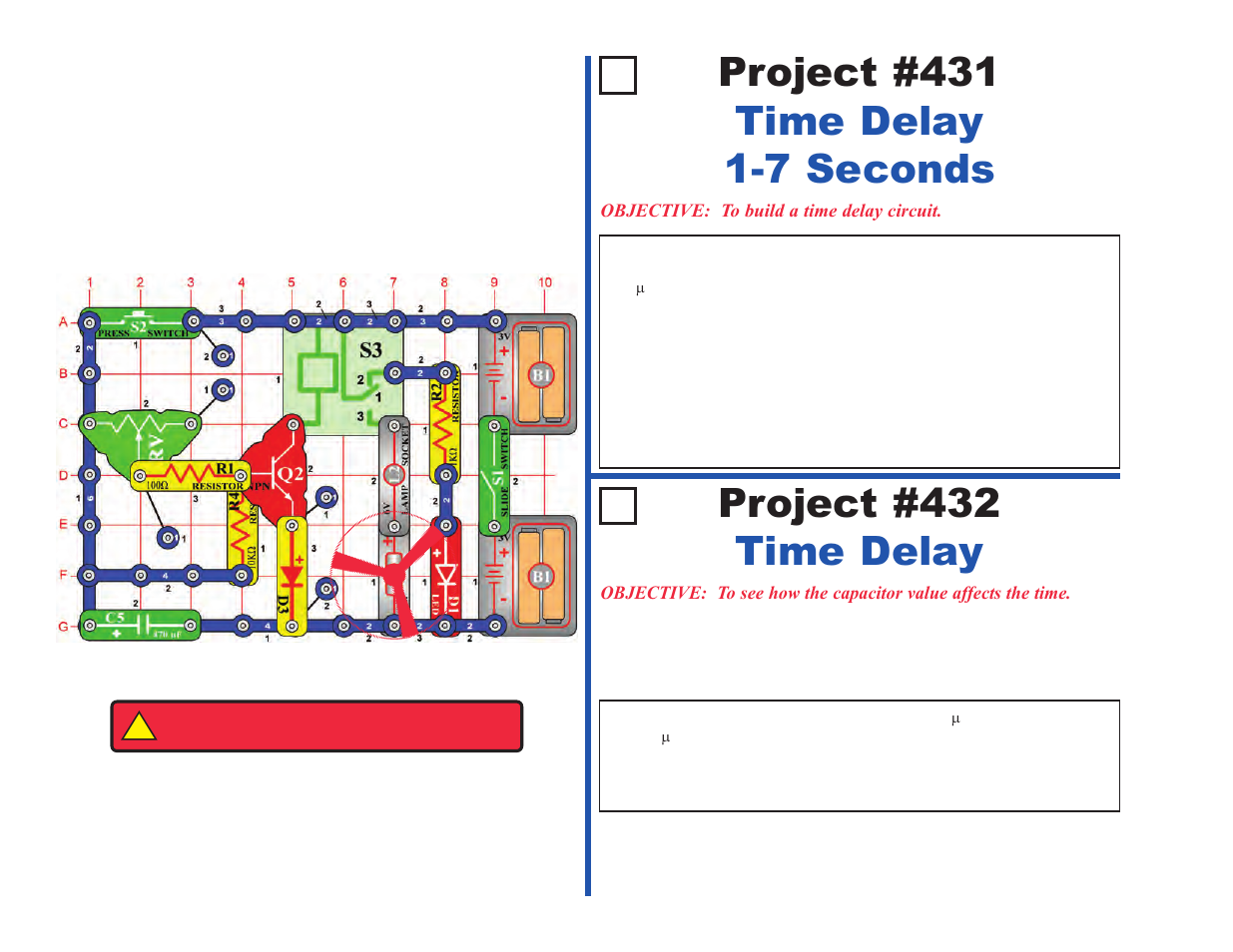 Project #432 time delay | Elenco Upgrade Kit SC300 to SC750 User Manual | Page 44 / 212