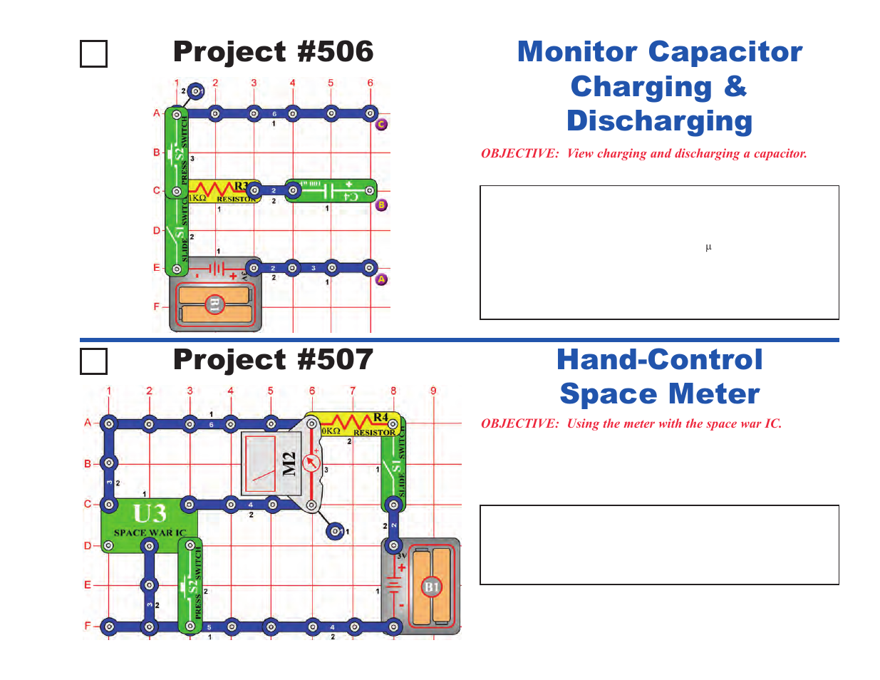 Project #506, Hand-control space meter | Elenco Upgrade Kit SC300 to SC750 User Manual | Page 61 / 212