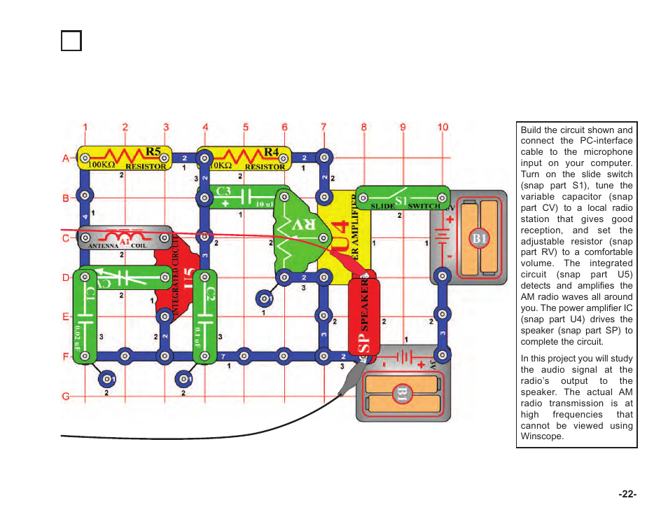 Project #pc12, Am radio pc | Elenco Computer Inteface for Snap Circuits® User Manual | Page 23 / 60